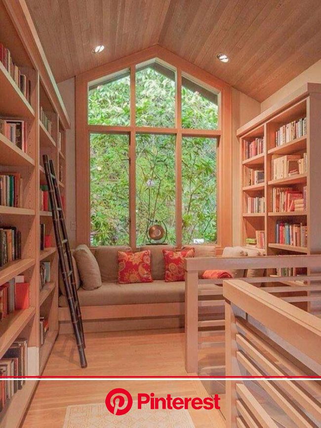 36 Fabulous home libraries showcasing window seats | Cozy home library, Home library design, Home libraries