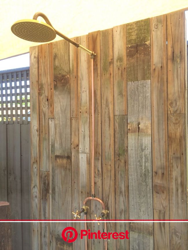 Outdoor shower - exposed brass and copper | Shower plumbing, Outdoor shower, Diy outdoor shower